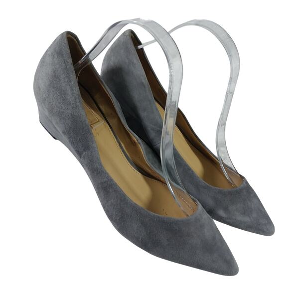 TALBOTS! SOFT DOVE GRAY GENUINE SUEDE LEATHER WEDGE HEEL PUMPS, HEELS! SZ 9M - Picture 12 of 12